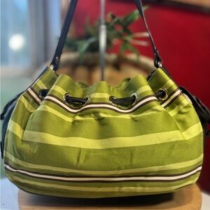 Kate Spade Rare Vintage Drawstring Bag, fabric & leather